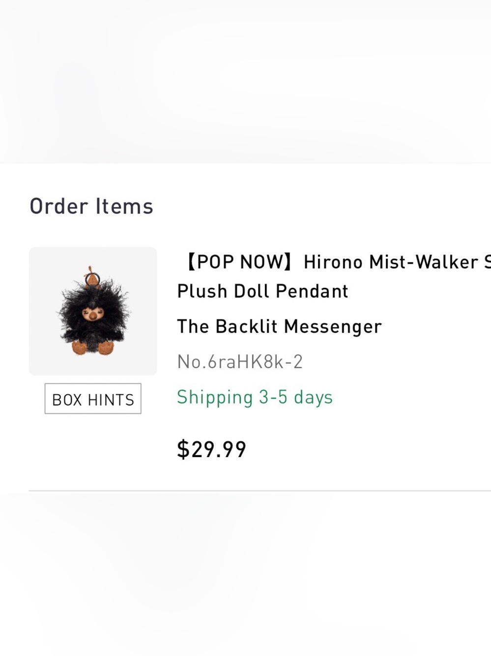 Hirono Mist walker “The Blacklit Messenger” un opened box